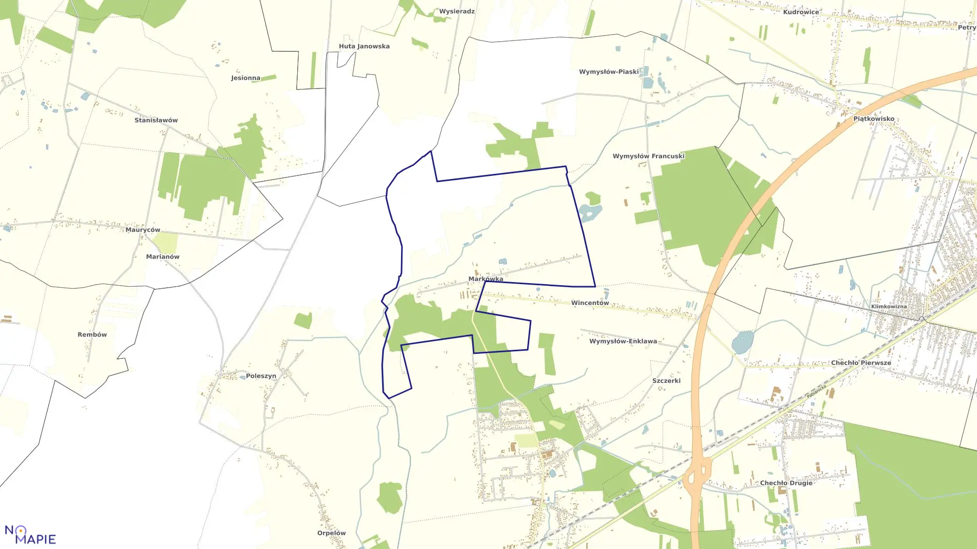 Mapa obrębu MARKÓWKA w gminie Dobroń